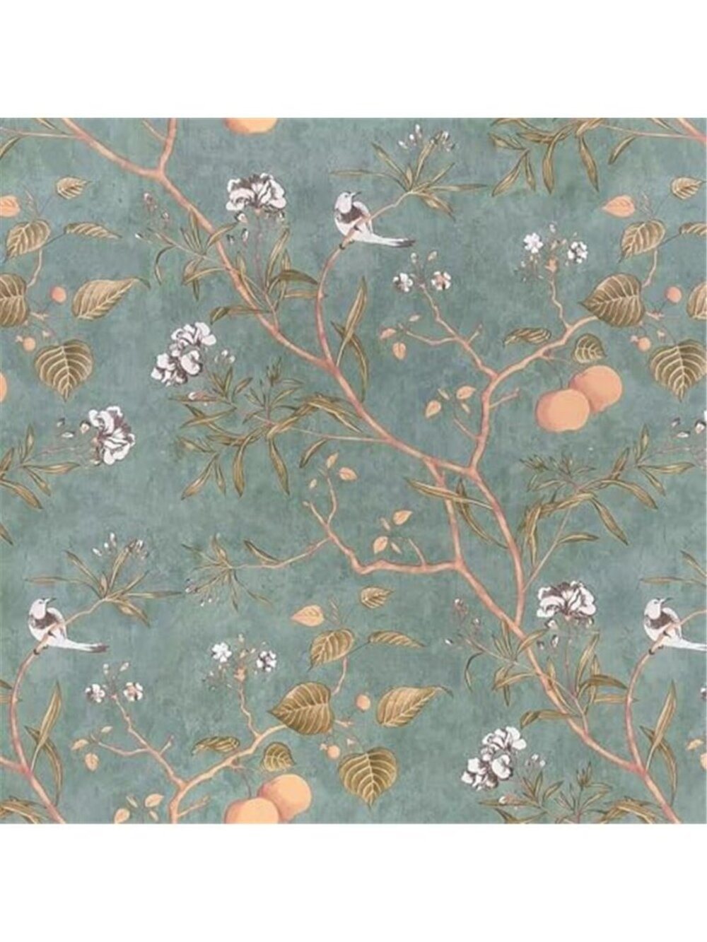 Green Floral Bird Peel Stick Wallpaper Vintage Vinyl Removable Contact Paper